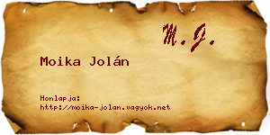 Moika Jolán névjegykártya